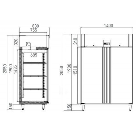 GAMMO GN2/1 chladnička 1400 litrů